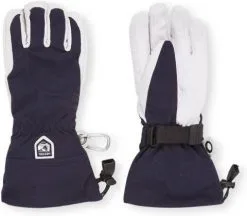 Hestra Army Leather Heli Ski 5F Handschoen Dames Donkerblauw/Ecru -Ski Broek Winkel hestra heli ski handschoenen met geitenleren details 892280