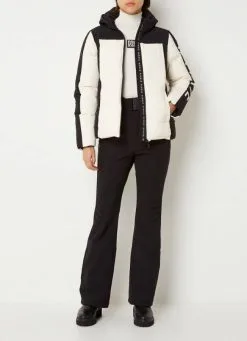Nikkie Logo SKI Jacket N 4 320 2205 Cream , Wit, Dames -Ski Broek Winkel nikkie ski jas met logo en ritszakken 1739736